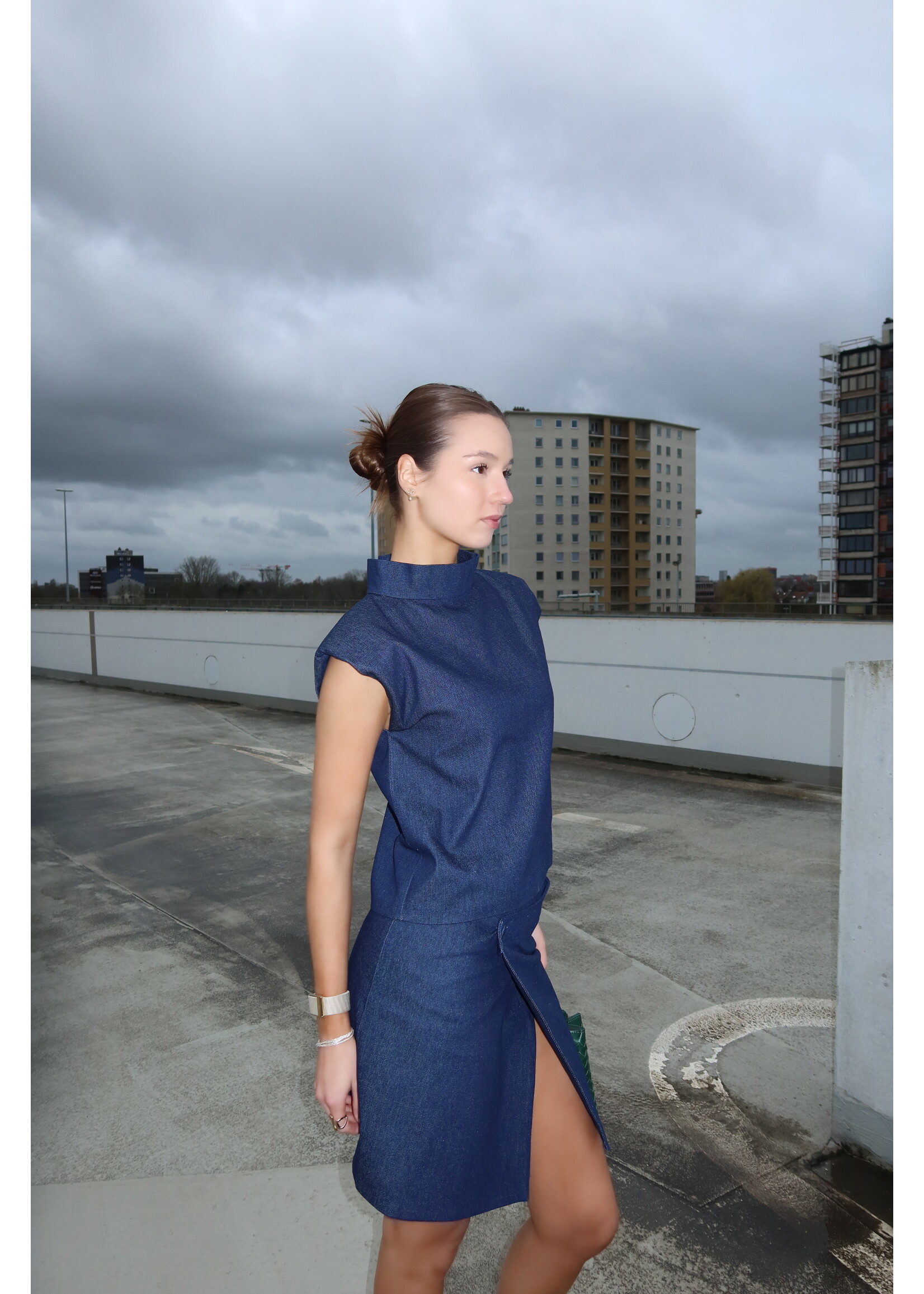 GISÈLE THE LABEL  SOLENE TOP DENIM