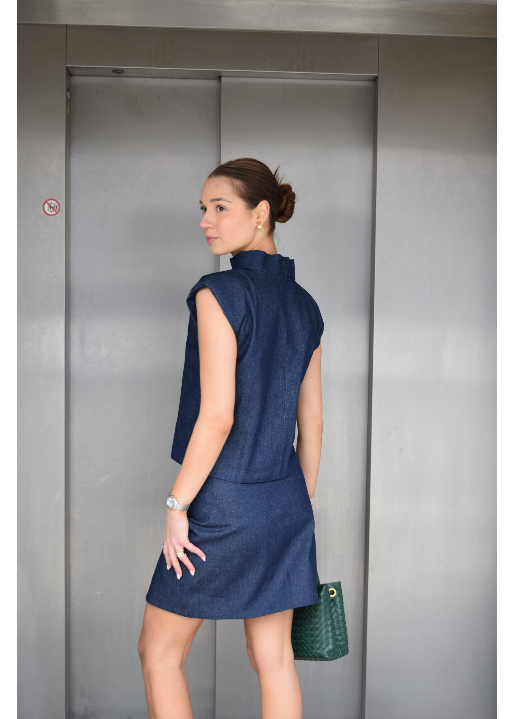 GISÈLE THE LABEL  SOLENE TOP DENIM