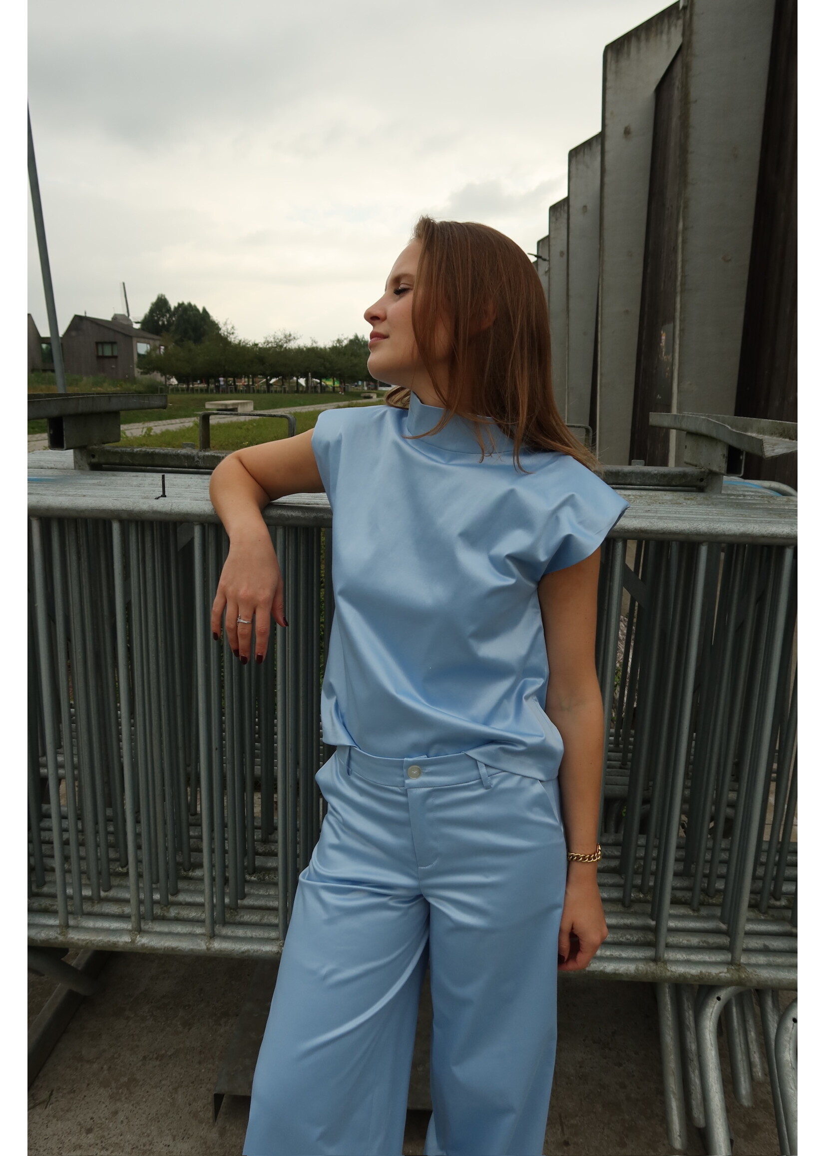 GISÈLE THE LABEL  SOLENE TOP COTTON BLUE