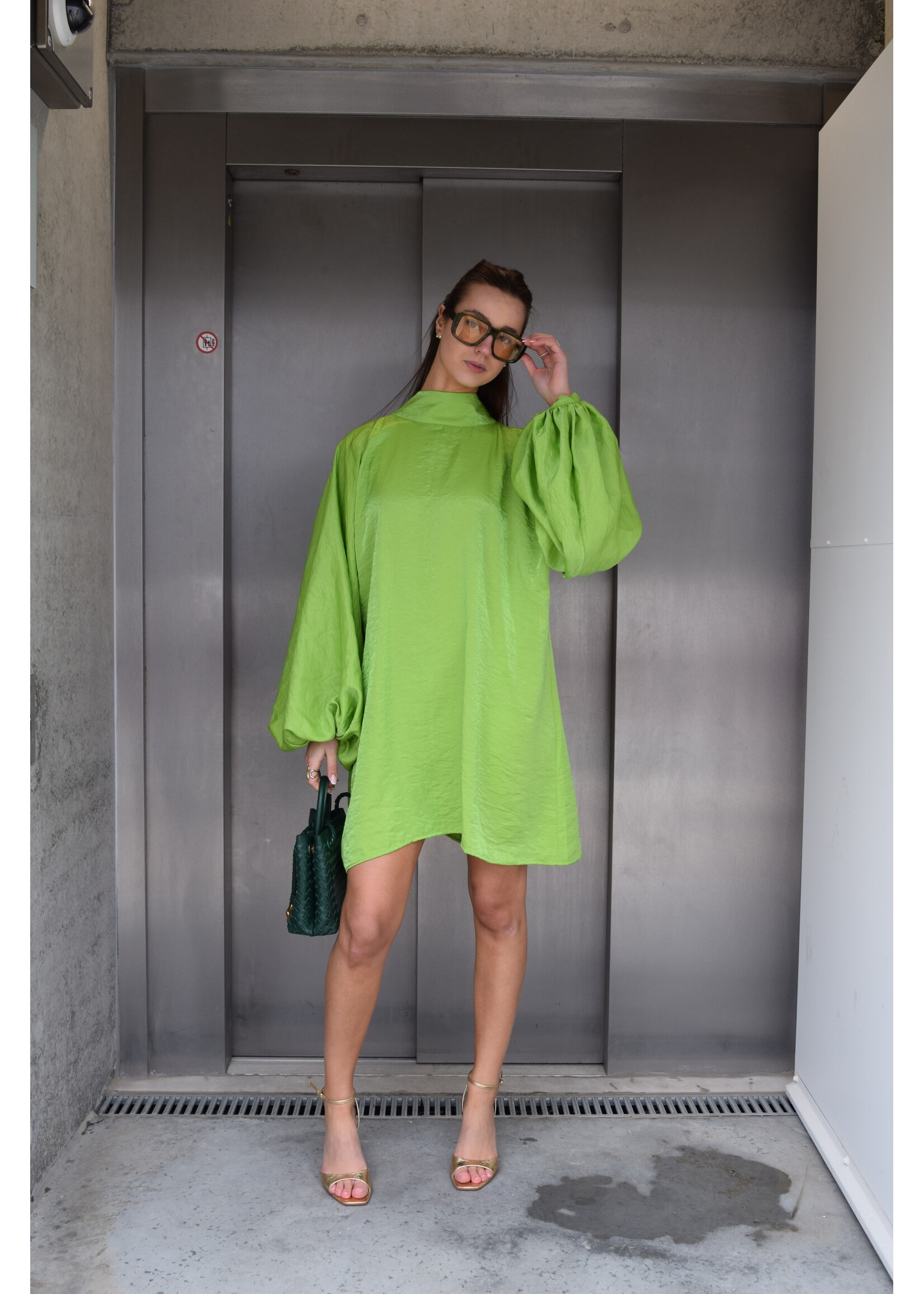 GISÈLE THE LABEL  LODA MINI DRESS GREEN