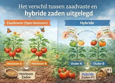 Het verschil tussen zaadvaste en hybride zaden uitgelegd