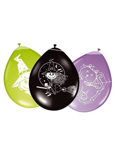 magicoo 8 Luftballons "Hexe und Katze"  für Halloweenparty
