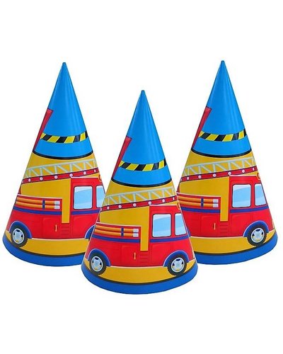 Magicoo Partyhüte mit Feuerwehr-Motiv - 6 Stück