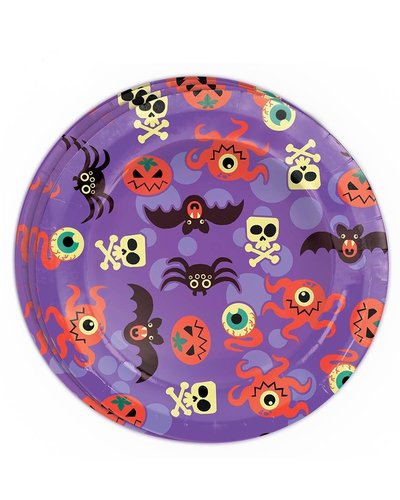 Fiestas Guirca 8 Partyteller mit Halloween Motiven - lila