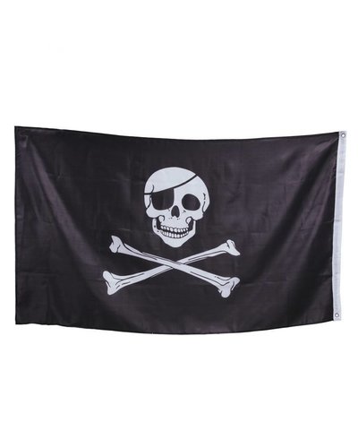 Fiestas Guirca Schwarz-weiße Piratenfahne  - 90x150 cm