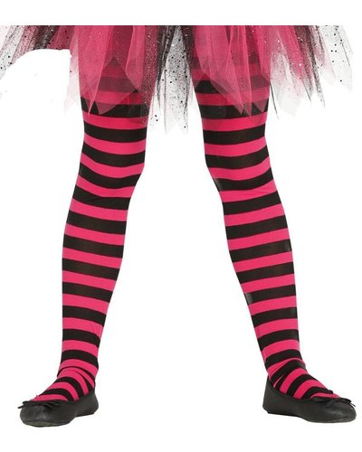 Fiestas Guirca Ringel-Strumpfhose für Kinder schwarz-pink