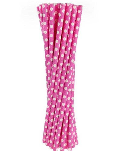 Magicoo 24 Papierstrohhalme rosa- gepunktet