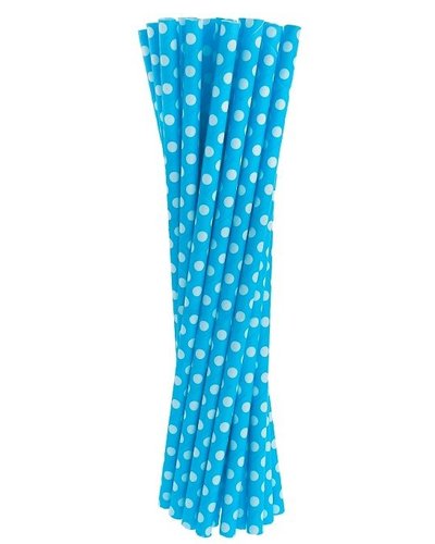 Magicoo 24 Papierstrohhalme blau- gepunktet