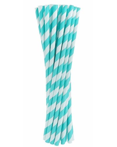 Magicoo 24 Papierstrohhalme hellblau - gestreift