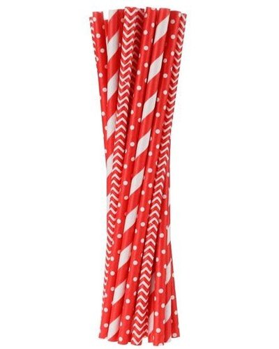 Magicoo 24 Papierstrohhalme rot-weiß - Mix