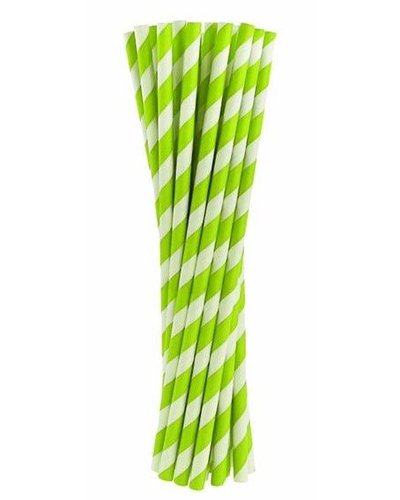 Magicoo 24 Papierstrohhalme hellgrün - gestreift