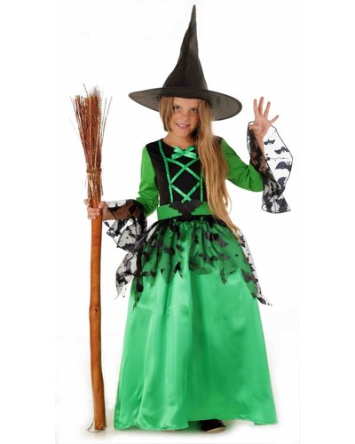 Magicoo Hexenkostüm für Mädchen grün - Fledermaushexe