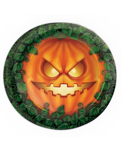 Fiestas Guirca Halloween Teller mit Kürbis-Motiv grün-orange