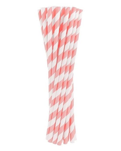 Magicoo 24 Papierstrohhalme hellrosa - gestreift