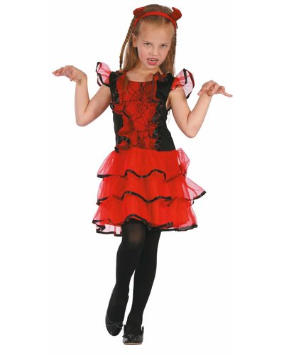 Magicoo Teufel Kostüm für Mädchen inkl. Kleid und Haarreifen