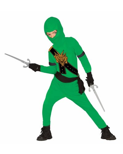 Magicoo Ninja Kostüm für Kinder grün mit Dragon-Print