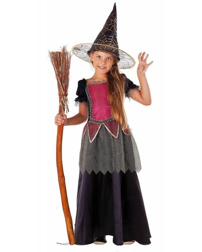 Magicoo Deluxe Hexenkostüm rosa-gold-schwarz mit Hut