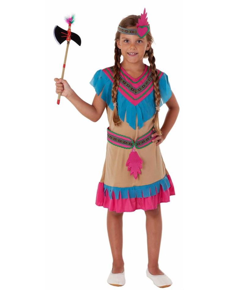 Indianer Kostüm für Mädchen beige-pink-blau | Magicoo.de - Magicoo