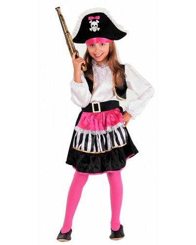 Magicoo Piratenkostüm Mädchen rosa-weiß-schwarz