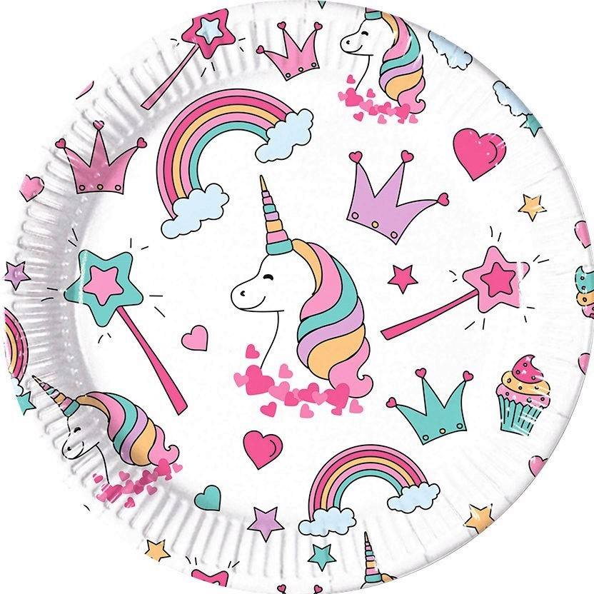 8 Teller Mit Dem Einhorn Und Regenbogen Magicoo de Magicoo