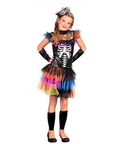 Magicoo Buntes Skelett Kostüm für Mädchen