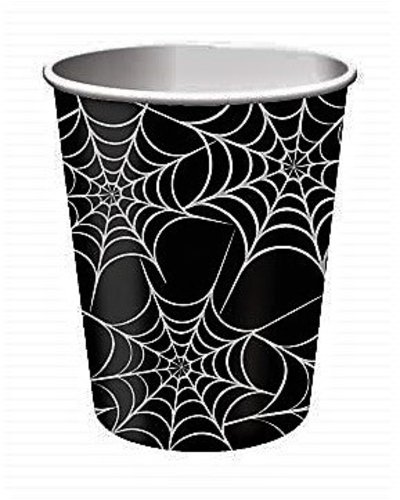 GoDan S. A. Halloween Becher schwarz mit Spinnenmuster