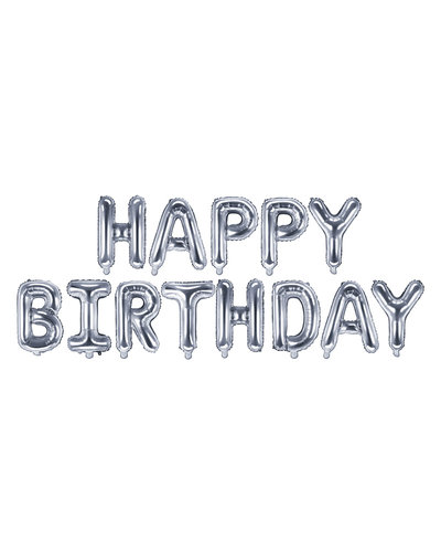 Magicoo Folienballon "Happy Birthday" 340x35cm silber