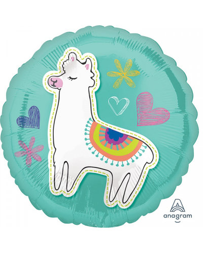 Magicoo Folienballon rund Lama - 43 cm groß