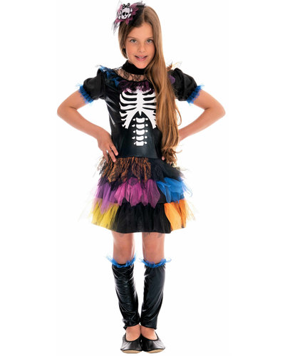Magicoo Buntes Skelett Kostüm für Mädchen