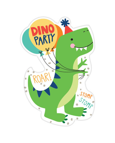 Amscan 8 Einladungskarten & Umschläge Dino Roarr