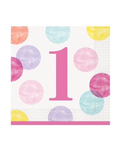 GoDan S. A. Servietten  1. Geburtstag Mädchen  Dots