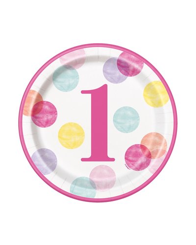 GoDan S. A. Pappteller 1. Geburtstag Mädchen Dots
