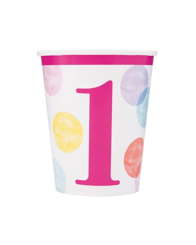 GoDan S. A. Pappbecher 1. Geburtstag Mädchen Dots