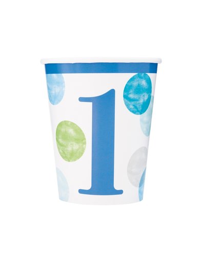 GoDan S. A. Pappbecher 1. Geburtstag Junge Dots