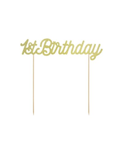 PartyDeco Tortendeko Topper - 1. Geburtstag Gold
