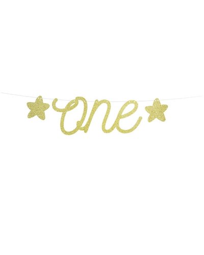 PartyDeco Girlande "ONE" Gold aus Glitzerpapier
