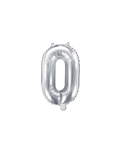 PartyDeco Folienballon Zahl "0" Silber - 35 cm