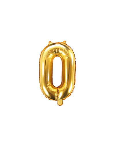 PartyDeco Folienballon Zahl "0" Gold - 35 cm