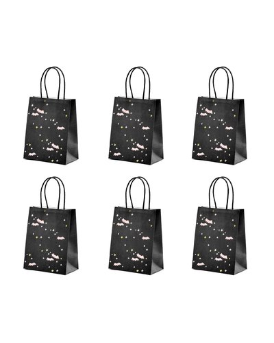 PartyDeco 6 Halloween Papiertaschen schwarz