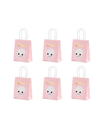 PartyDeco 6 Halloween Papiertaschen rosa