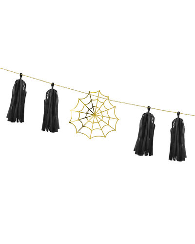 PartyDeco Papiergirlande mit Spinnengeweben 1,75m