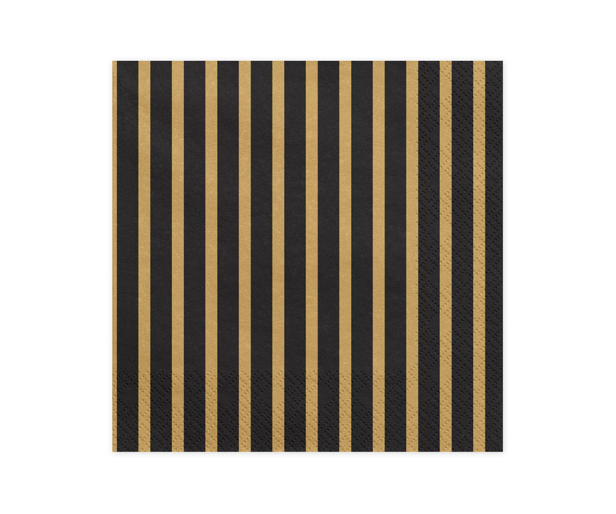 50 Stück Servietten Schwarz Gold 33x33cm - Biologisch Abbaubar Für Party & Events