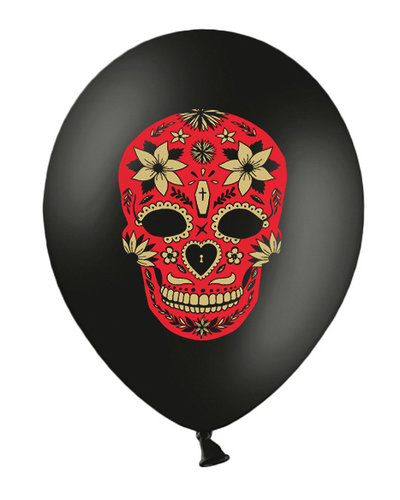 PartyDeco 6 Ballons schwarz "Tag der Toten"