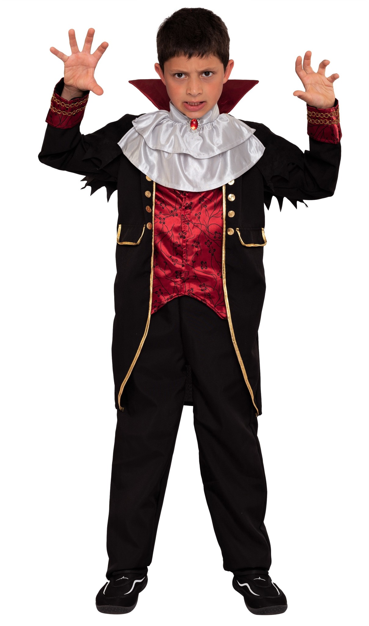 Edles Graf Vampir Kostüm für Jungen rot-schwarz - Magicoo