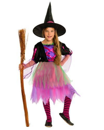 Magicoo Bunte Neon-Hexe Kostüm für Mädchen