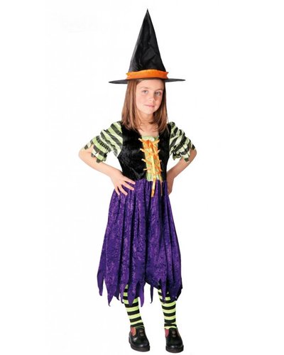 Magicoo Hexenkostüm für Kinder schwarz-lila-orange