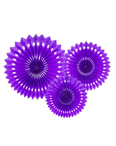PartyDeco 3 Papierfächer in 3 Größen violett - 20-30cm