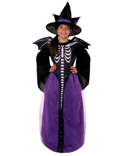 Magicoo Fledermaus-Skelett-Hexe Kostüm für Mädchen