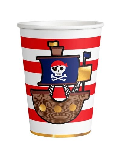 Amscan 8 Becher Piraten aus Papier
