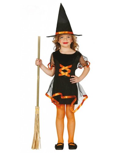 Magicoo Schickes Hexenkostüm für Kind orange-schwarz